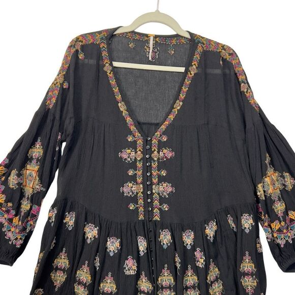 Free People | Arianna Embroidered Tunic in Black - Size small - Picture 5 of 16